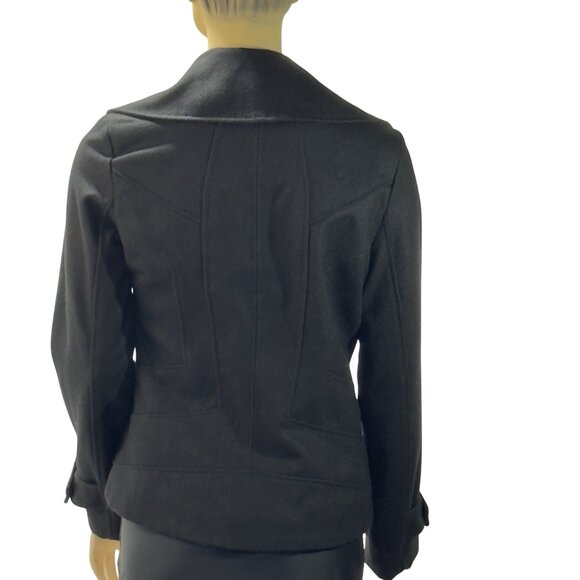 Guess Women's Black Double-Breasted Peacoat Wool Blend Size S - Picture 9 of 14